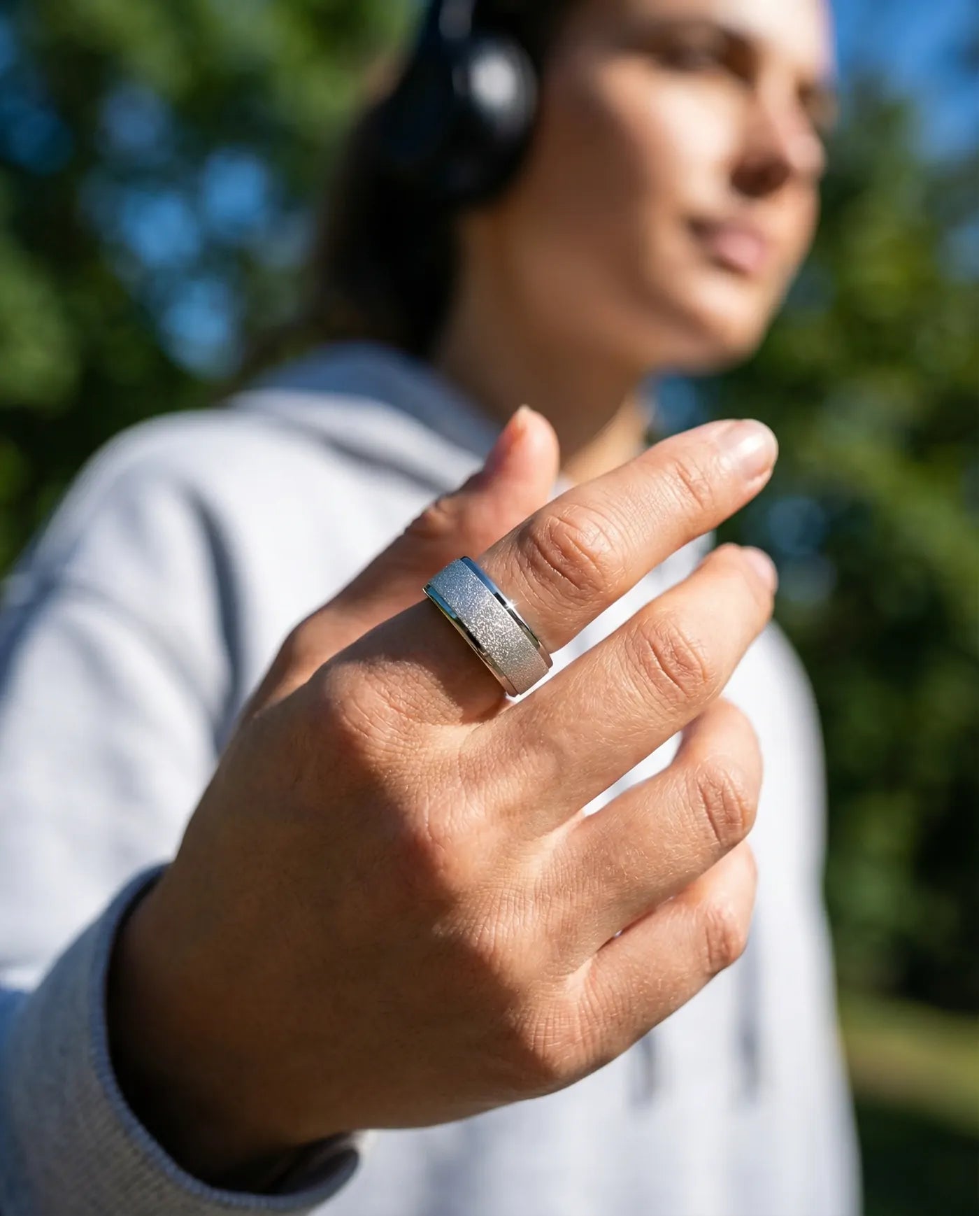 Suna Ring in Frosted Silver, product photo 35